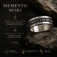 Dettagli anello Memento Mori da uomo in argento 925, larghezza 8 mm e peso circa 7-8 g