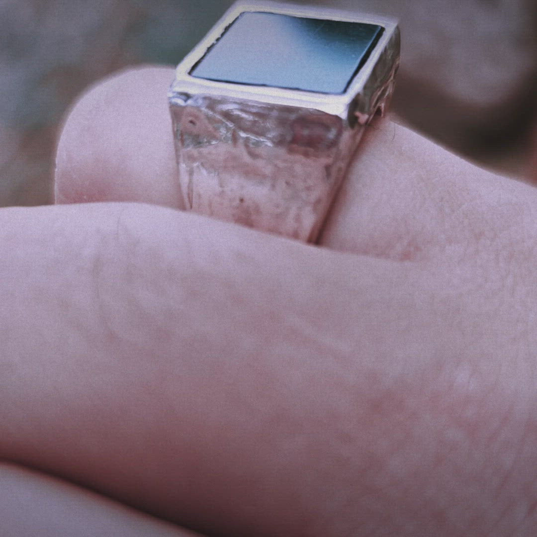 anello argento 925 pietra nera lavorazione artigianale vendita online gioielli da UOMO