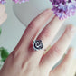 anello da donna in  argento 925 nero antico a forma di fiore rosa tridimensionale realistica anello regolabile prezzo basso scontato in offerta economico