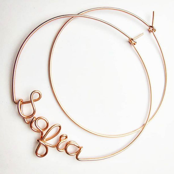 orecchini cerchio argento 925 personalizzabili scritta nome sofia anna emma maria giulia laura federica francesca olivia gessica