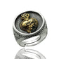 anello in argento 925 nero antico chevalier sigillo cuore sacro ex voto cuore fiammeggiante milagros messicano tipo pietro ferrante nove25 personalizzato regolabile
