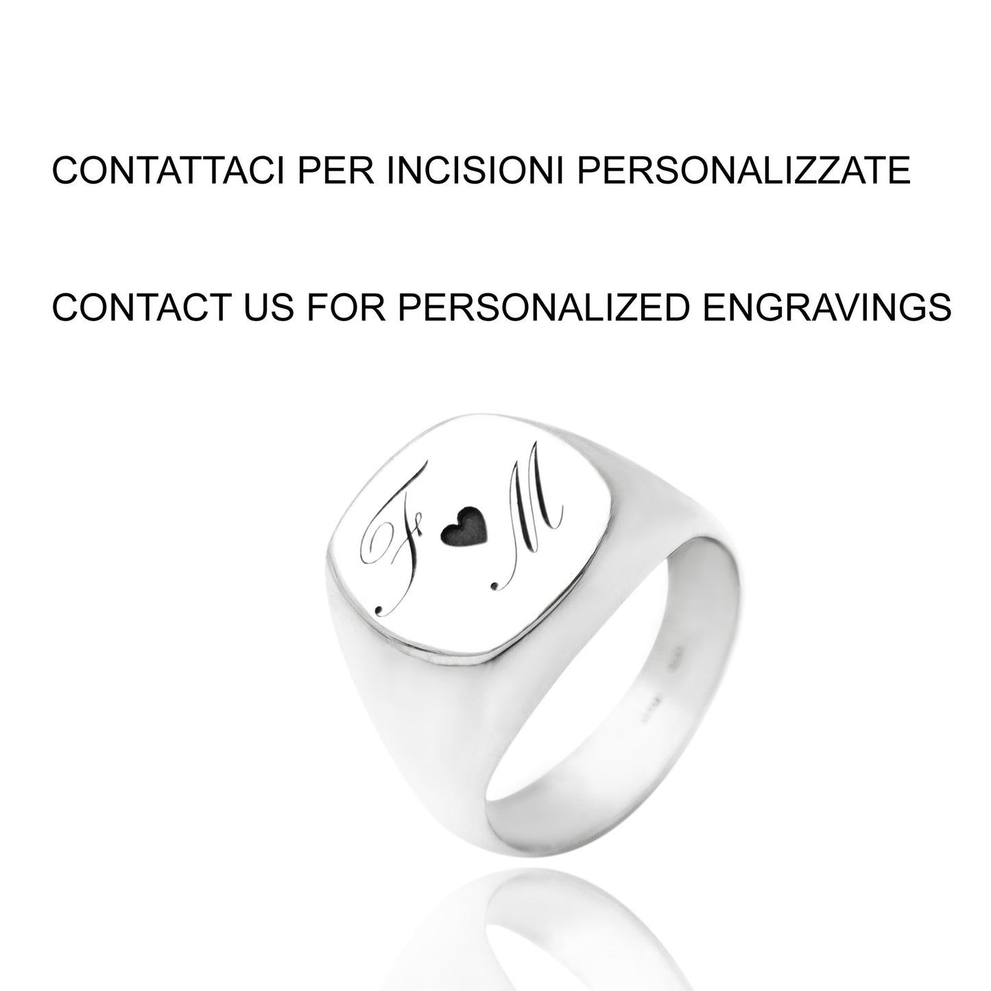 realizziamo incisioni su richiesta anello chevalier sigillo quadrato tondo in argento 925 vendita gioielli online