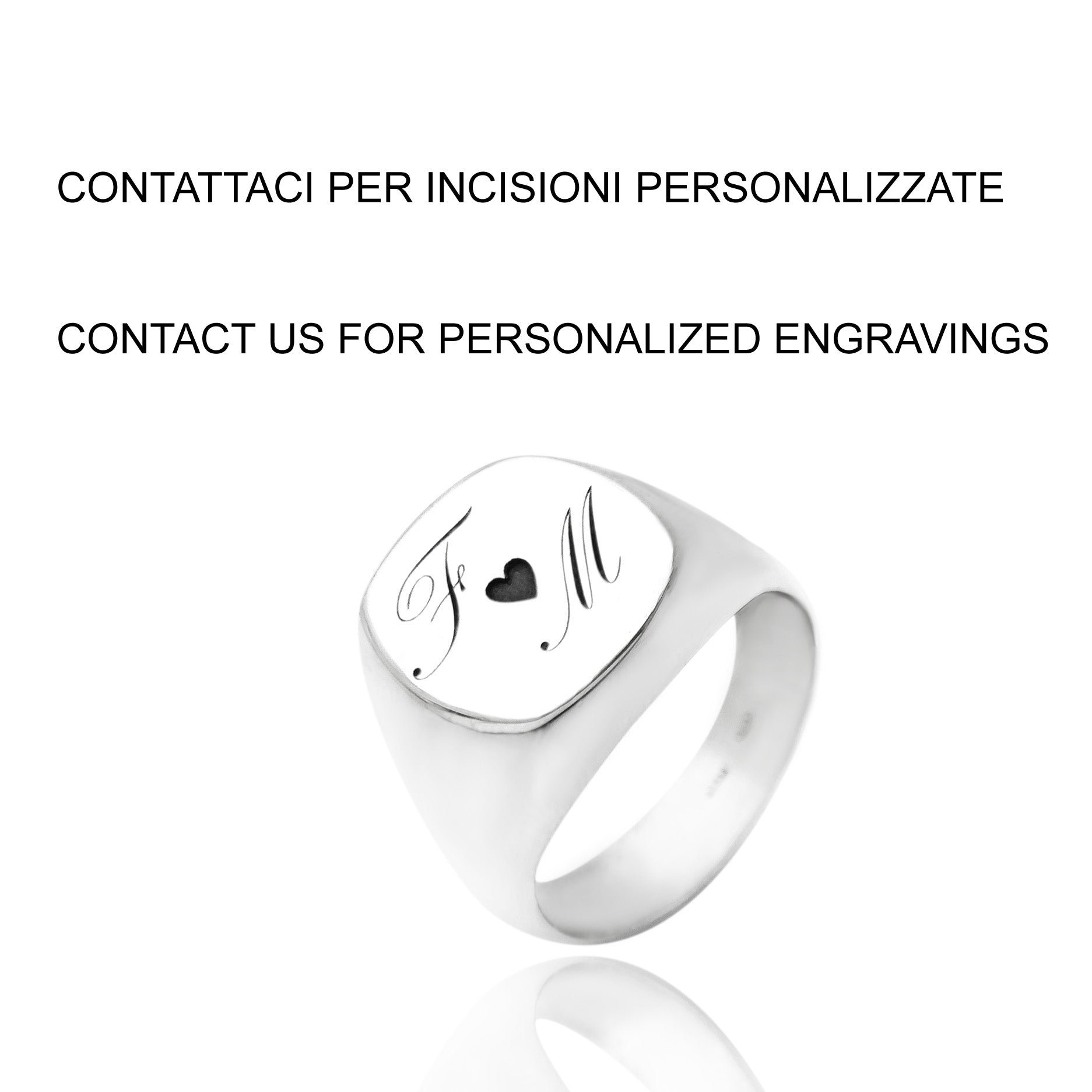 realizziamo incisioni su richiesta anello chevalier sigillo quadrato tondo in argento 925 vendita gioielli online