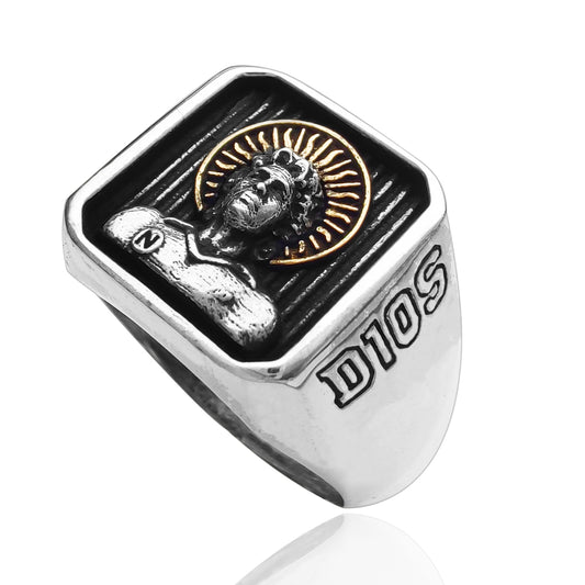 anello da uomo in argento vero 925 commemorativo maradona dios calcio napoli vintage maglietta mars buitoni scudetto 1987 1990