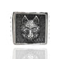 anello base quadrata stemma sigillo testa di lupo stile rock punk gotico grintoso argento 925 nero antico tipo  pietro ferrante nove25 prezzo economico