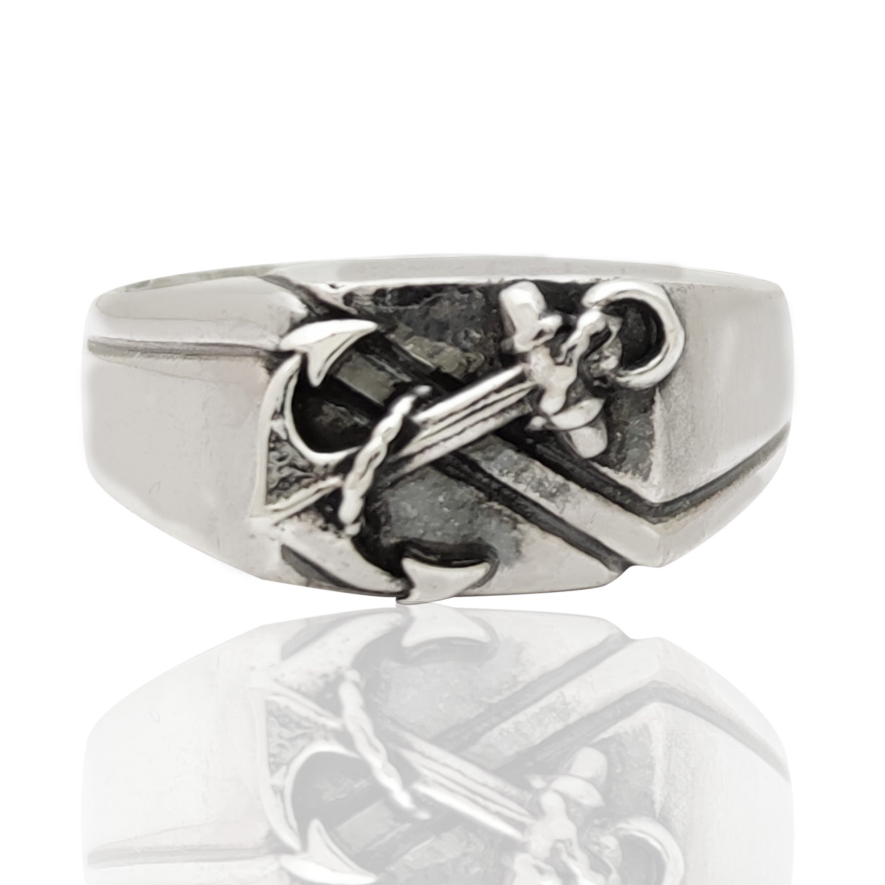 Gioiello Veterano Navy Anello US Navy In Argento 925 - Design Ancora E Aquila, Effetto Vintage, Taglia 21 Anello Veterano - Foto 8