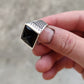 anello sigillo con onice nera quadrata per uomo