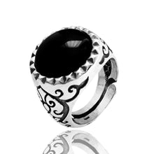 Carica l&#39;immagine nel visualizzatore di Gallery, anello pietra nera in argento 925 regolabile realizzato in tutte le misure taglie adatto a ogni dito mignolo anulare medio indice pollice acquisti online internet shop accessori uomo ragazzo motociclista 
