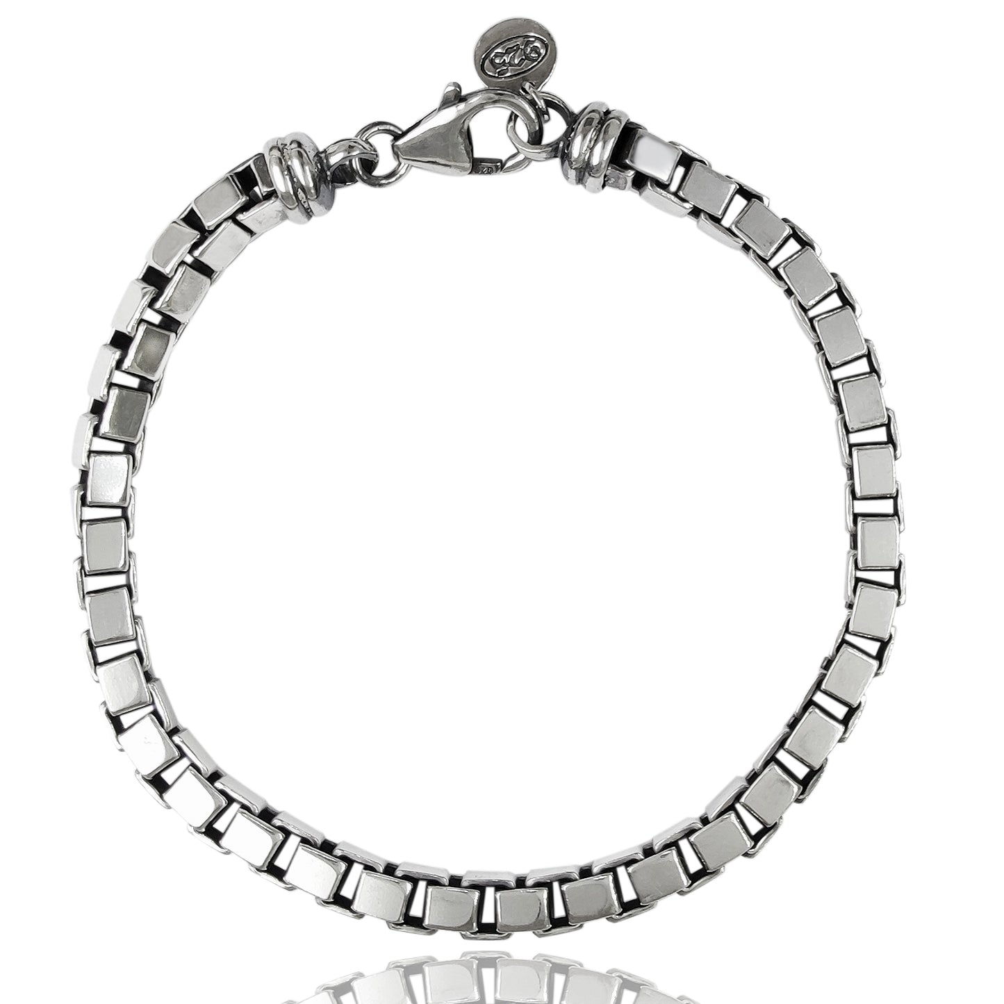 gioielli da trapper braccialetto per ragazzo uomo in argento vero 925 con catena a maglie quadrate detta veneziana box  importante grande massiccio stile rock motociclista harley