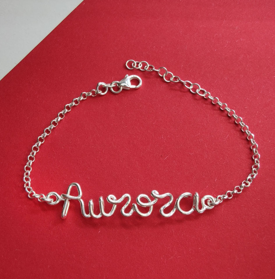 bracciale nome con catena rolò