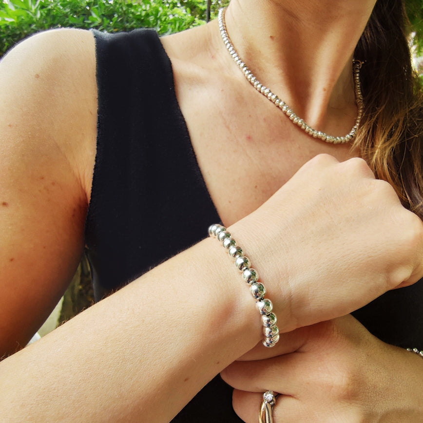 indossato braccialetto palline sefere grandi tipo simil imitazione bracciale tiffany in argento vero 925 vendita online a prezzo basso scontato in offerta