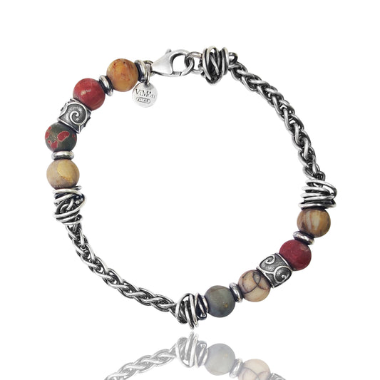 Bracciale palline diaspro catena spiga