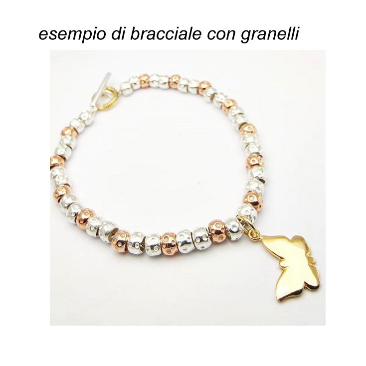 bracciale granelli argento placcato oro rosa ciondolo farfalla tipo dodo mariani
