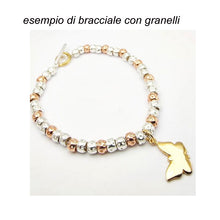 Carica l&#39;immagine nel visualizzatore di Gallery, bracciale con granelli bicolore argento oro rosa giallo ciondolo farfalla tipo simil dodo mariani imitazione prezzo basso offerta
