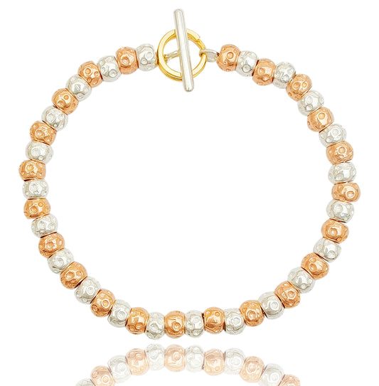 vendita online gioielli artigianali argento 925 braccialetto granelli pepite martellate rondelle oro rosa tipo simil imitazione dodo mariani prezzo basso in offerta scontato personalizzabile con ciondoli pendenti charms