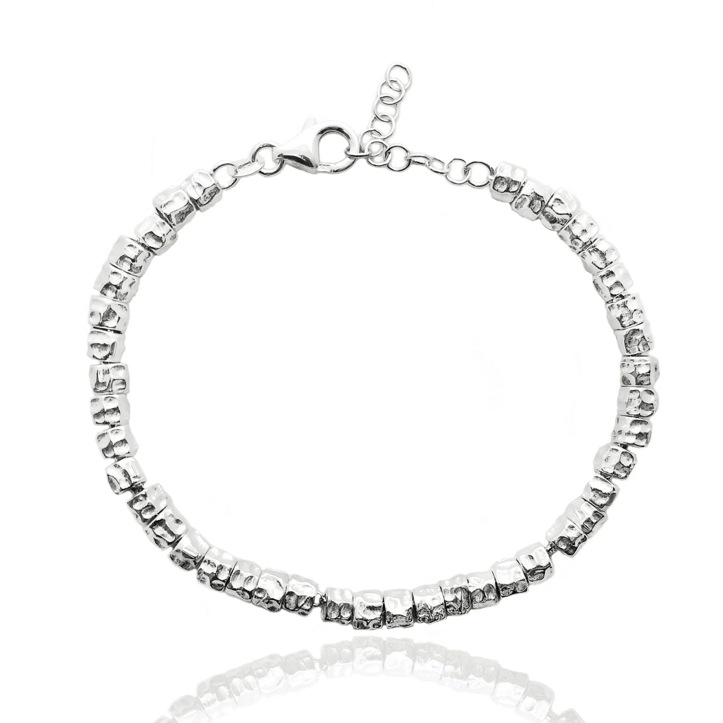 bracciale imitazione dodo con granelli vecchio modello chiusura a moschettone con estensione ad anellini