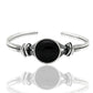 Bracciale artigianale in argento 925 con pietra nera centrale rotonda per uomo