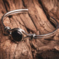 braccialetto bangle torque schiava per uomo stile classico elegante rock punk filo rigido bangle con pietra nera in argento 925 tipo fossil breil morellato