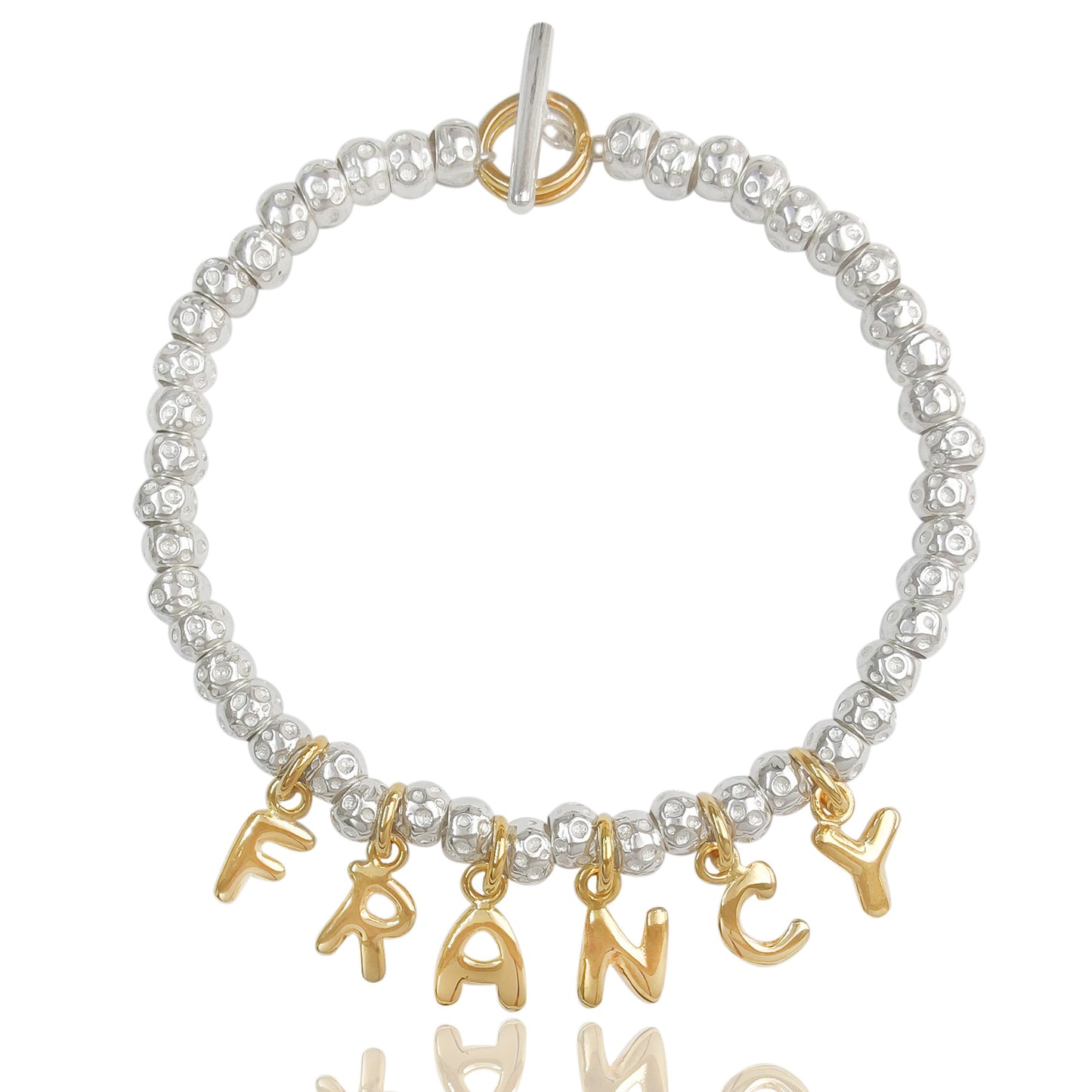 Bracciale granelli personalizzato con nome in argento 925