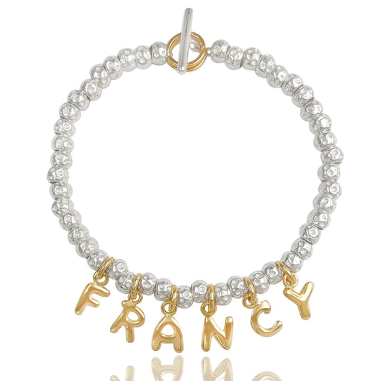 Bracciale granelli personalizzato con nome in argento 925