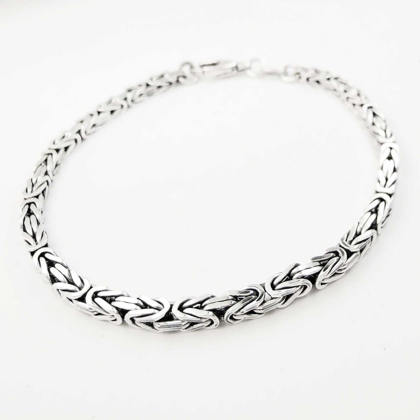 bracciale artigianale catena bizantina intrecciata