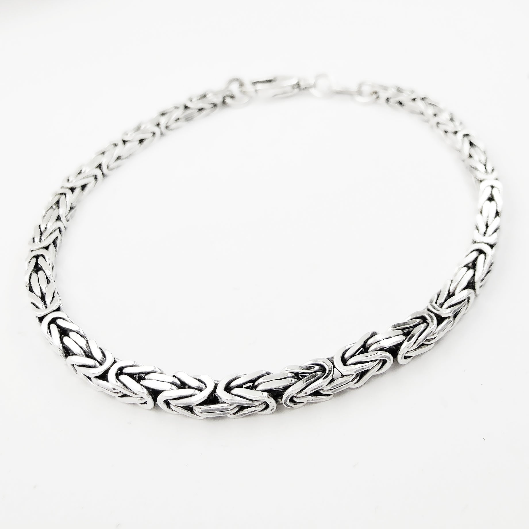 bracciale artigianale catena bizantina intrecciata