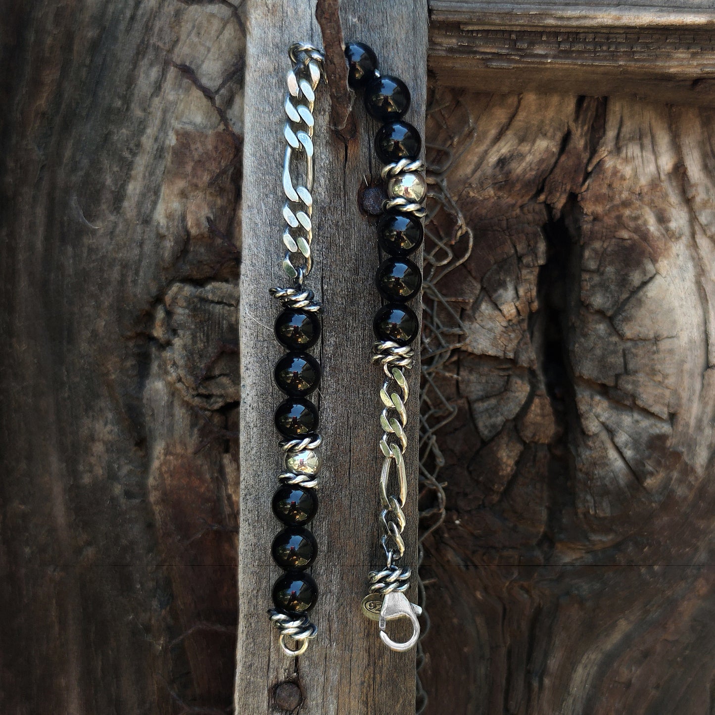 Bracciale palline nere catena cubana