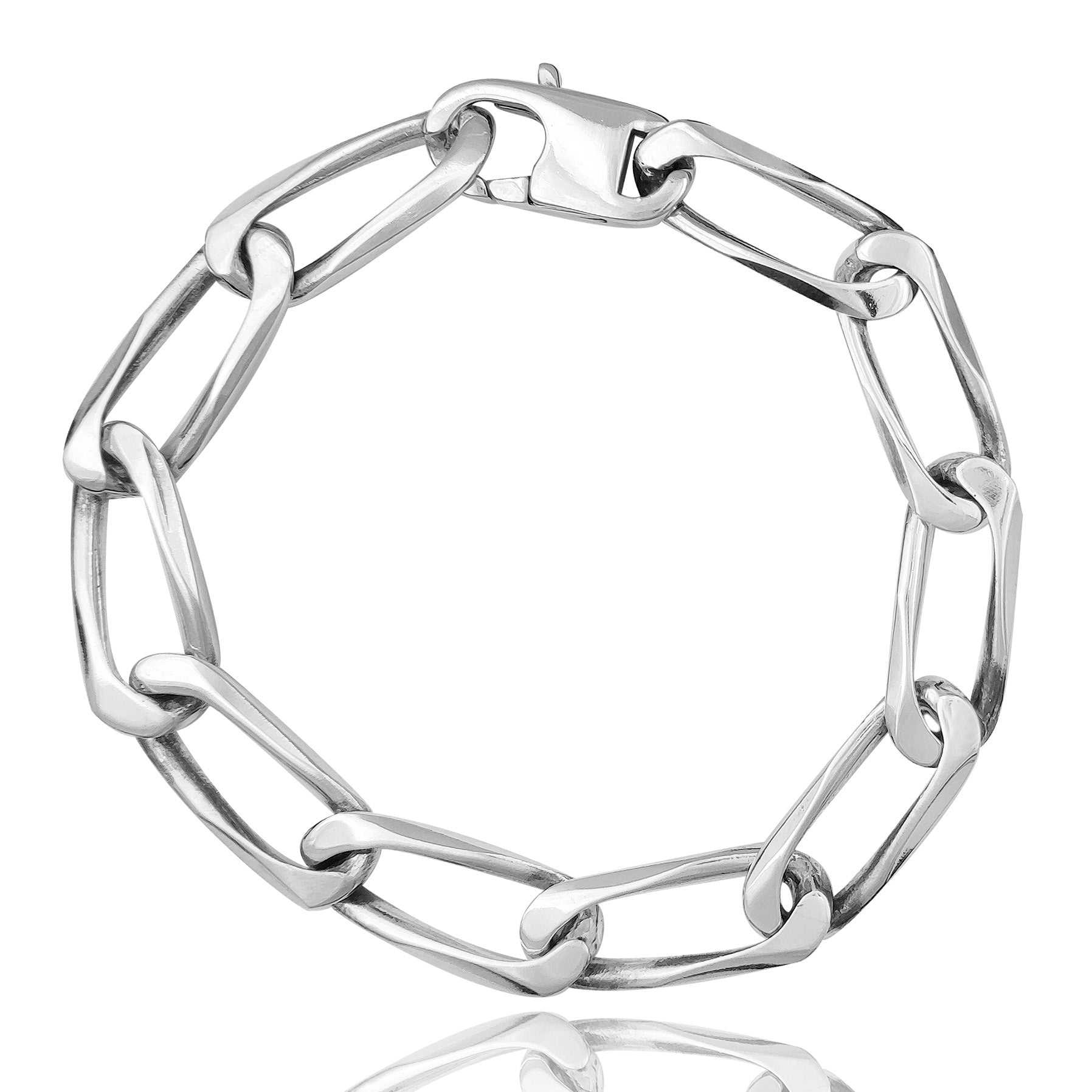 Bracciale artigianale uomo catena Figaro lunga argento 925