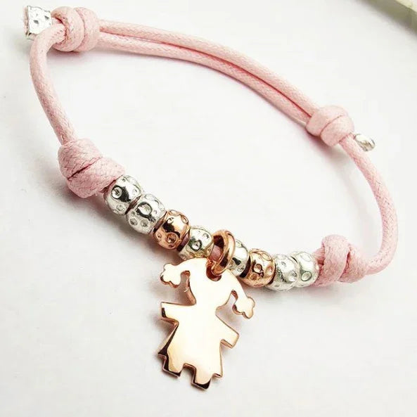 bracciale cordino colorato con granelli pepite martellate simil tipo dodo marianiin argento 925 charm bimba bambina neonato nascita battesimo primo compleanno