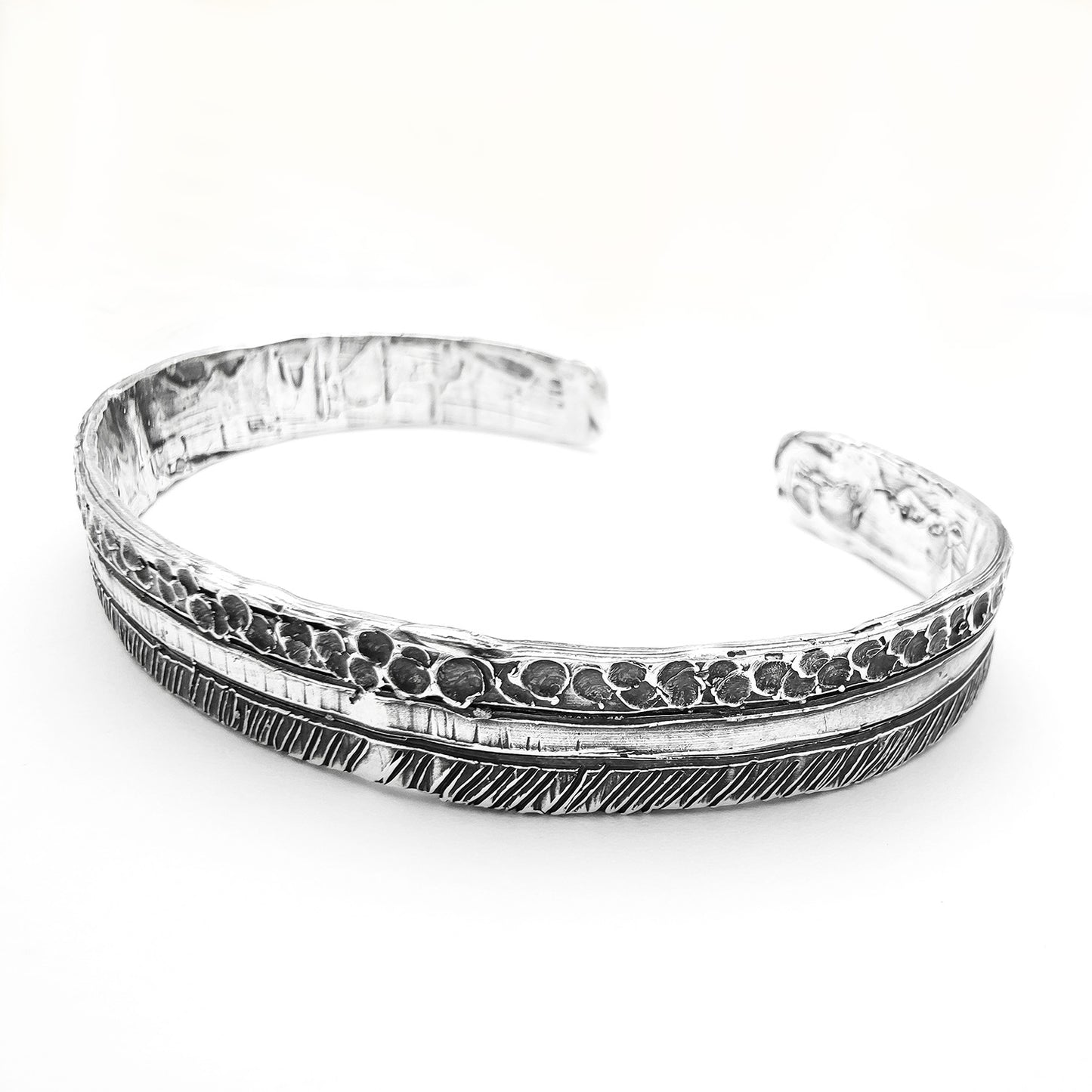 bracciale artigianale stile etnico da uomo fascia martellata  braccialetto rigido schiava  argento vero 925 nero anticato brunito regalo maschile prezzo basso offerta online