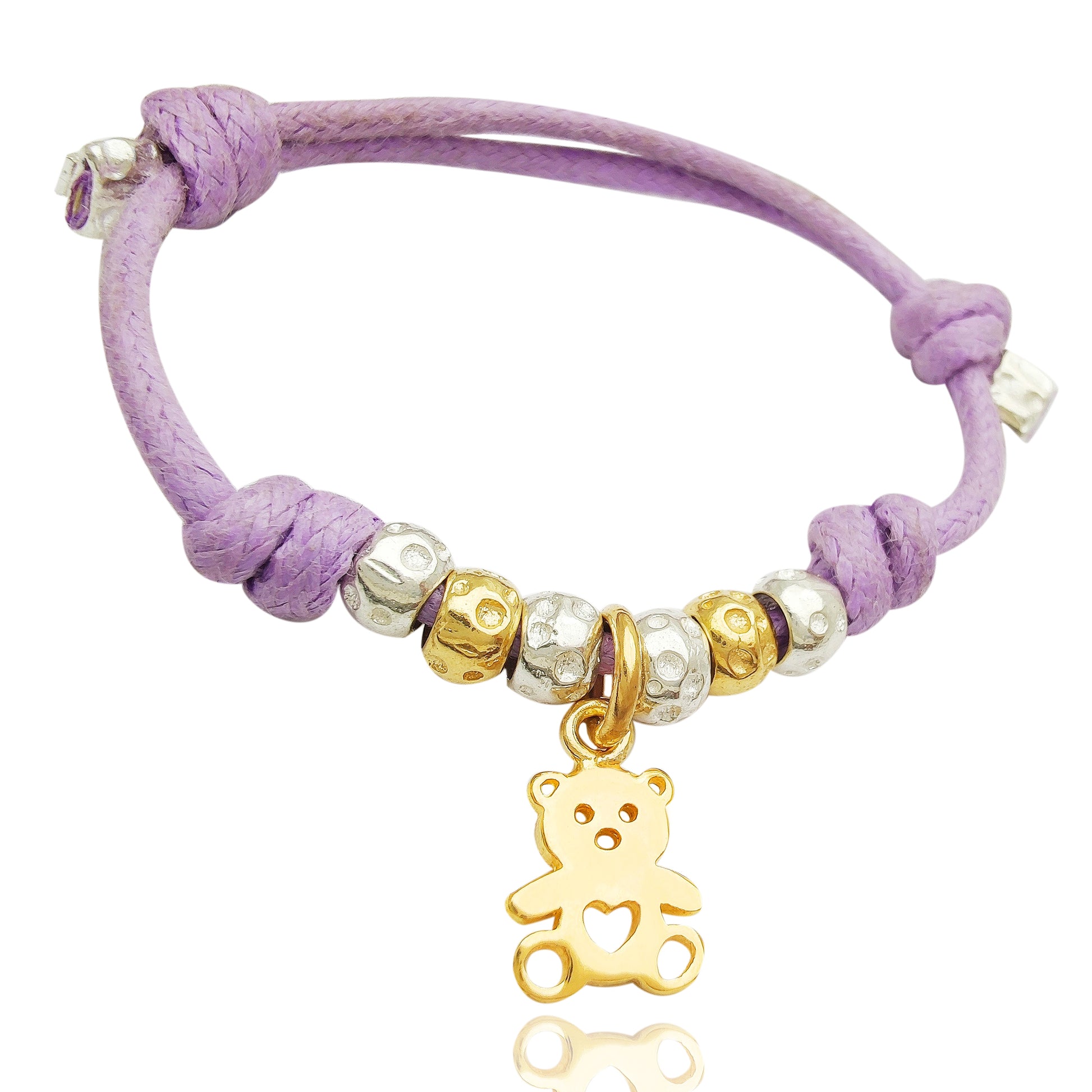 accessori-bimo-bimba-bambini-gioielli-argento-cordino-colorato-granelli-bracciale-tipo-simil-dodo-mariani-pendente-charm-orsetto