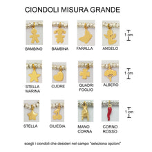 Carica l&#39;immagine nel visualizzatore di Gallery, bracciale granelli pepite rondelle tipo simil imitazione dodo mariani in argento 925 con ciondolo pendente cuore ciliegia stella marina alberino quadrifoglio coccinella unicorno
