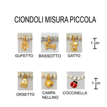 Carica l&#39;immagine nel visualizzatore di Gallery, ciondoli pendenti charms in argento placcato oro da aggiungere al bracciale granelli rondelle pepite tipo simil imitazione dodo marinani bassotto orsetto campanellino coccinella
