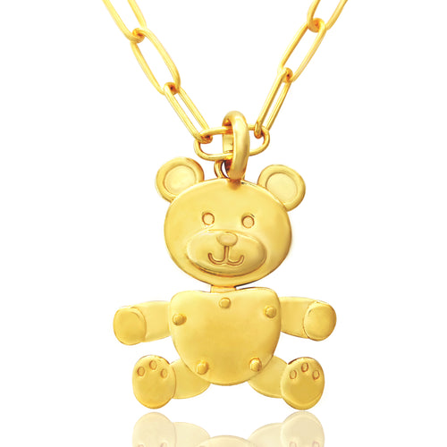 collana girocollo in argento 925 con ciondolo pendente nuovo orsetto imitazione simil pomellato dodo