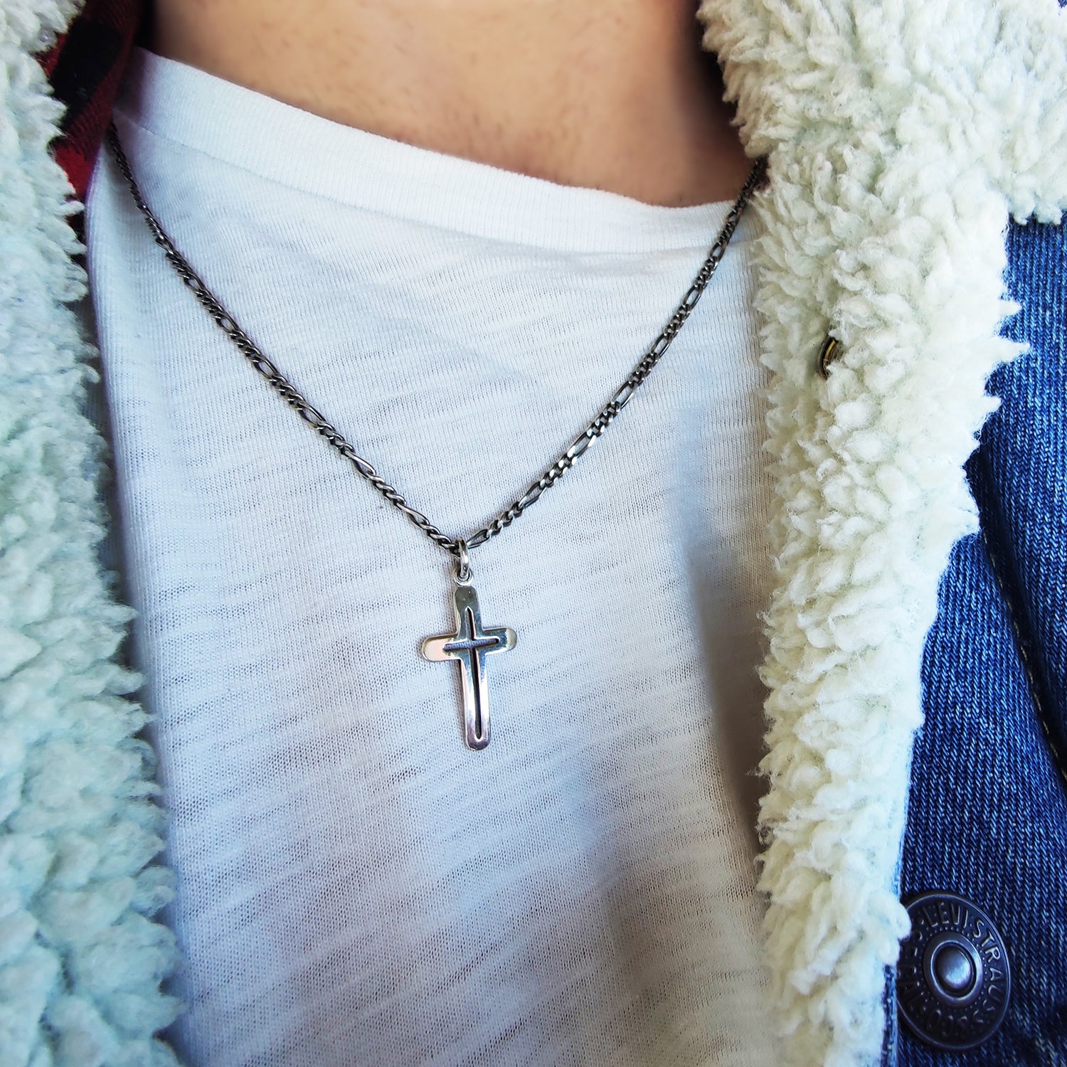 collana catena catenina grumetta cubana da ragazzo uomo argento 925 vero con croce crocifisso regalo comunione prezzo basso offerta scontato