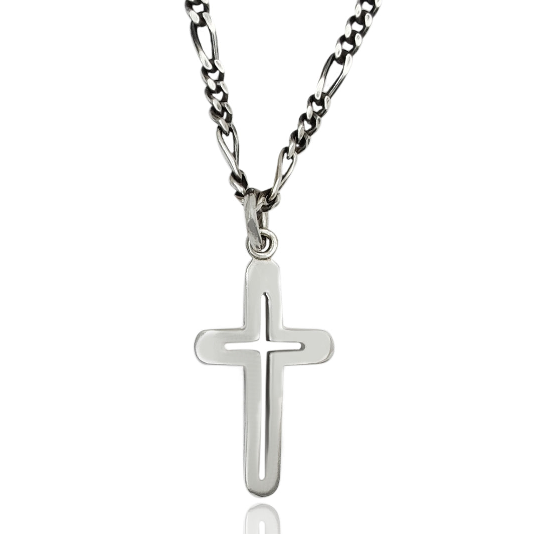 collanina per uomo ragazzo con catena grumetta cubana in argento nero antico ciondolo pendente a forma di croce crocifisso regalo prezzo basso scontato offerta vendita gioielli online