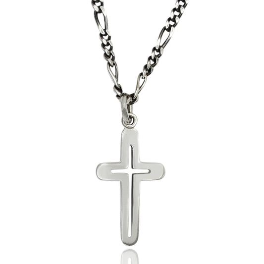 collanina per uomo ragazzo con catena grumetta cubana in argento nero antico ciondolo pendente a forma di croce crocifisso regalo prezzo basso scontato offerta vendita gioielli online