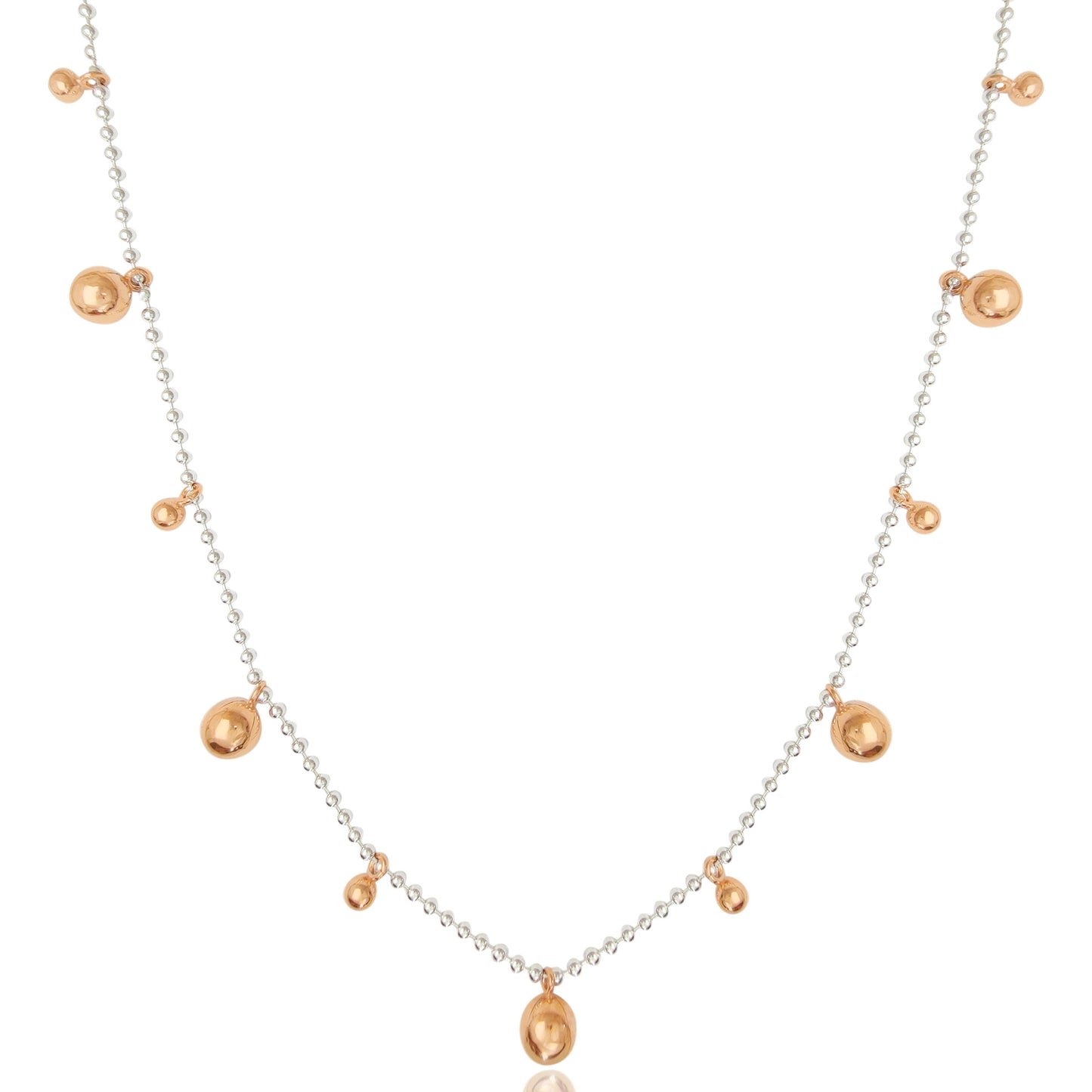 collana argento vero 925 catena catenina palline sfere con pendenti bollicine bolle oro rosa tipo simil imitazione dodo mariani pomellato vendita online gioielli prezzo basso scontato offerta
