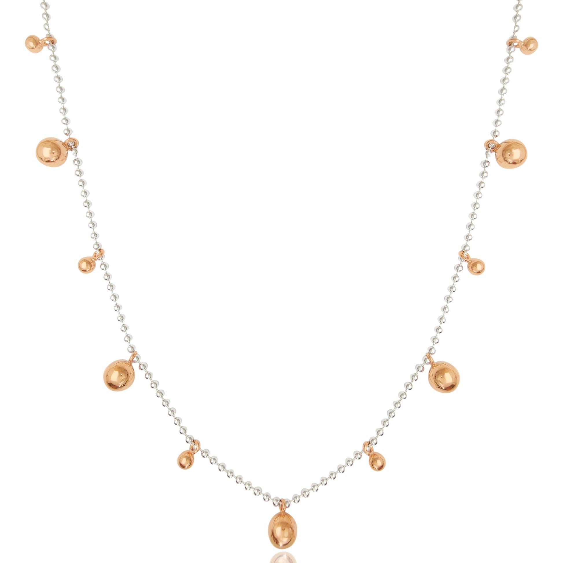 collana argento vero 925 catena catenina palline sfere con pendenti bollicine bolle oro rosa tipo simil imitazione dodo mariani pomellato vendita online gioielli prezzo basso scontato offerta