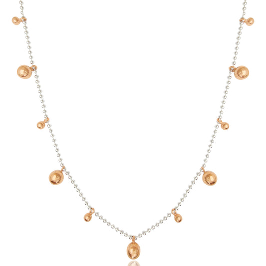 collana argento vero 925 catena catenina palline sfere con pendenti bollicine bolle oro rosa tipo simil imitazione dodo mariani pomellato vendita online gioielli prezzo basso scontato offerta