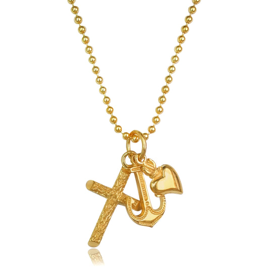 Collana donna in argento 925 con pendagli Fede Speranza Carità artigianale