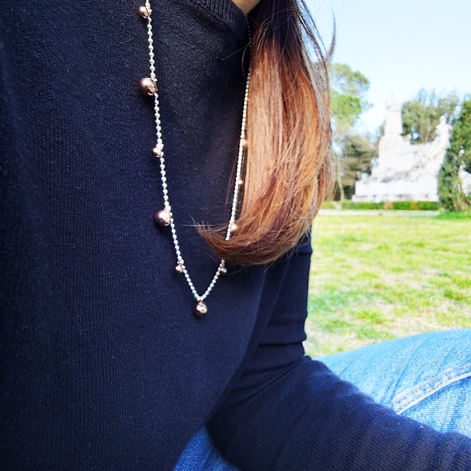 collana da donna ragazza con catena catenina a palline ciondoli pendenti sfere bolle bollicine tipo dodo mariani vendita online a prezzo basso offerta sconto regalo