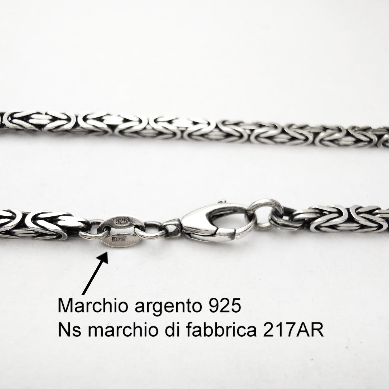 collana maglia bizantina catenina argento vero 925 anticato brunito maglia bizantina spessore 3mm  idea regalo uomo ragazzo prezzo basso scontato in offerta