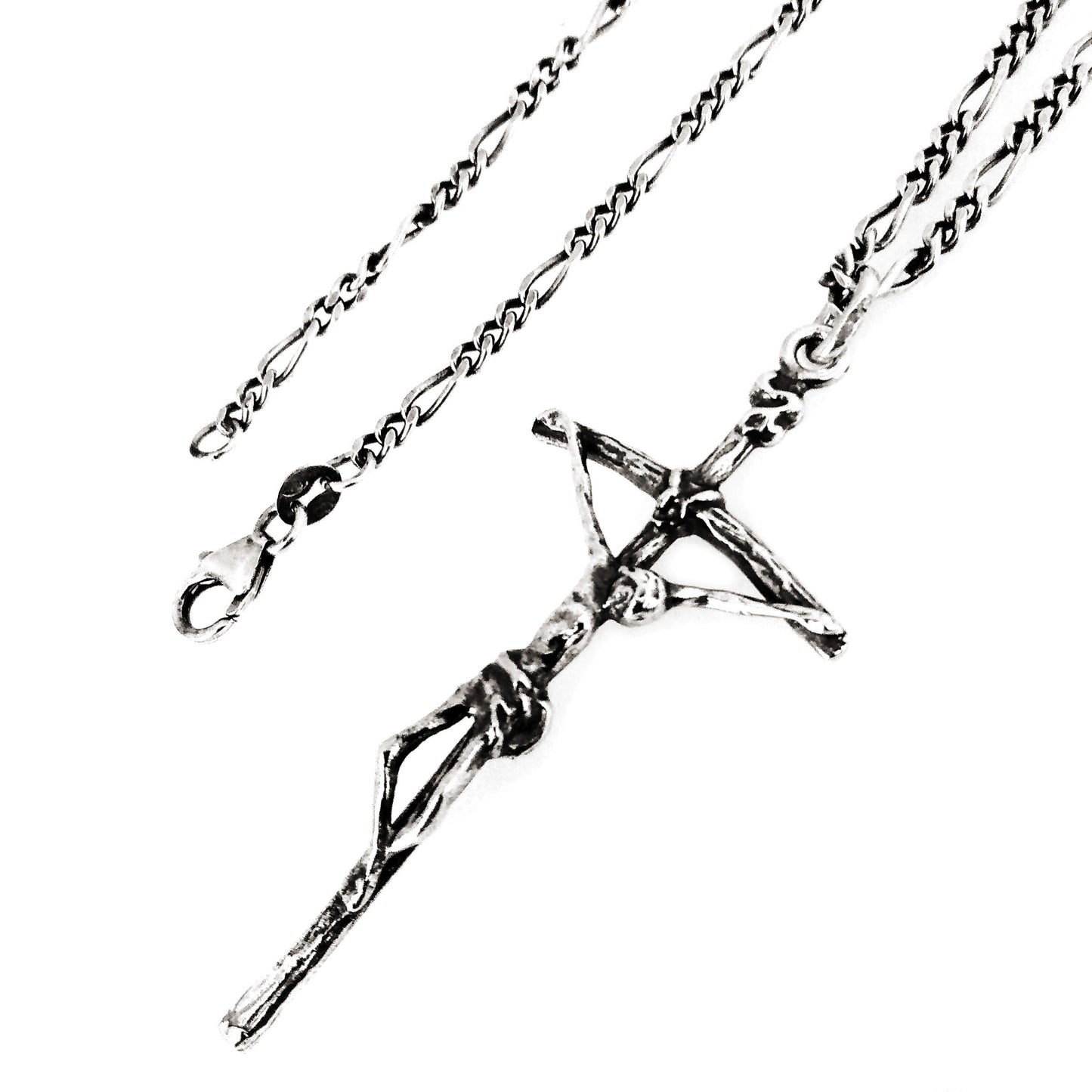 collana girocollo con catena catenina croce crocifisso crocefisso cristo argento vero nero anticato vendita online gioielli artigianali