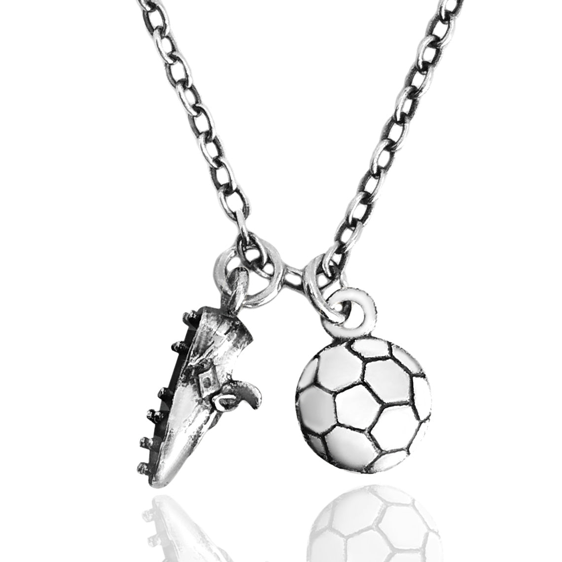 Collana uomo in argento 925 con ciondoli pallone e scarpetta da calcio
