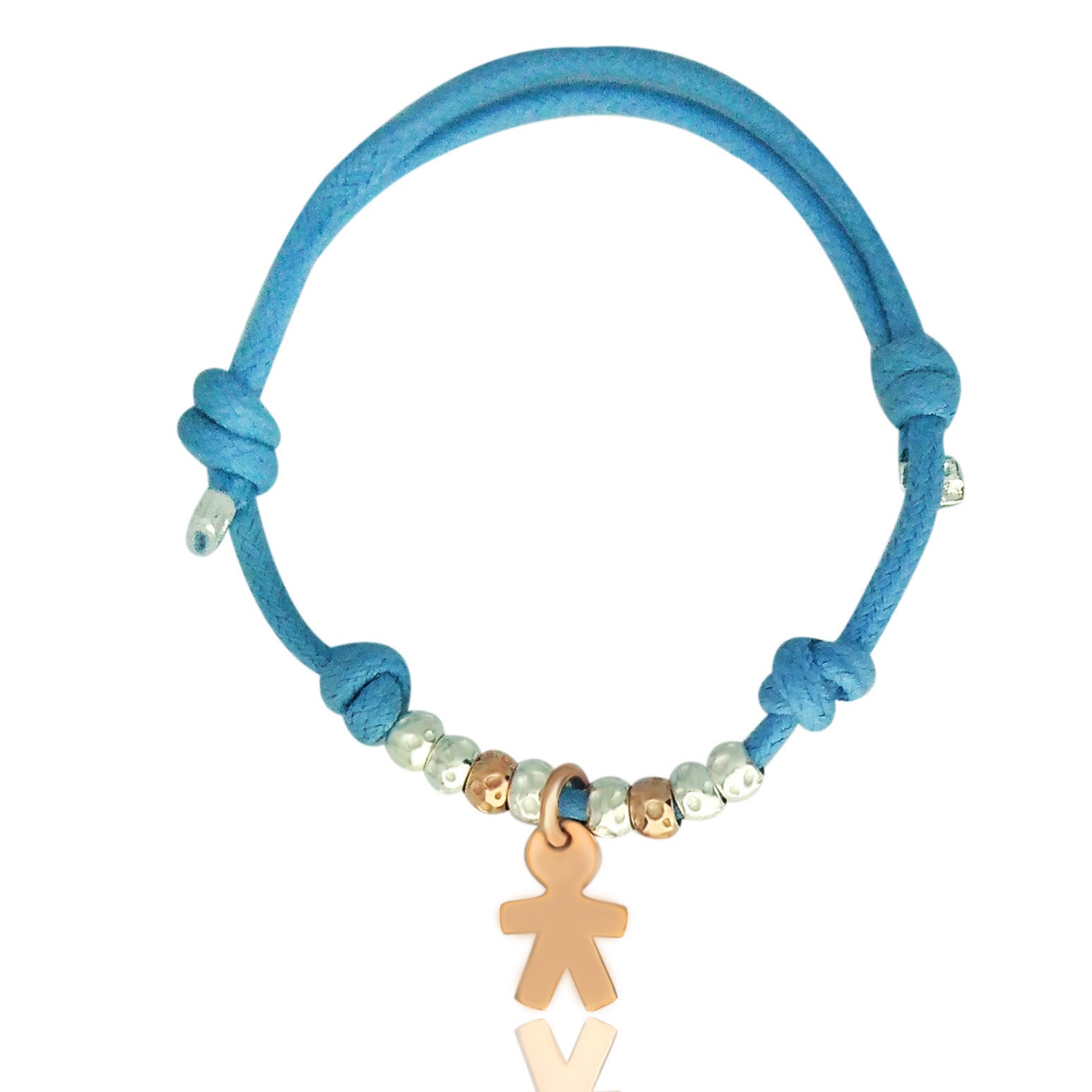 braccialetto cordoncino filo cotone cerato con granelli palline martellate ciondolo pendente charm bambino bimbo
