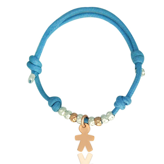 braccialetto cordoncino filo cotone cerato con granelli palline martellate ciondolo pendente charm bambino bimbo