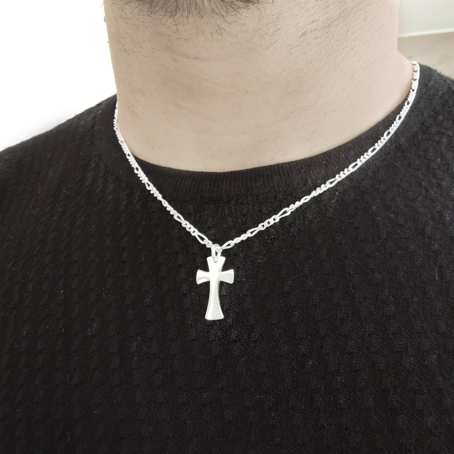 Collana Con Ciondolo Croce In Argento 925, Girocollo Semplice Per Uomo E Donna, Catena 45 Cm, Cristiana