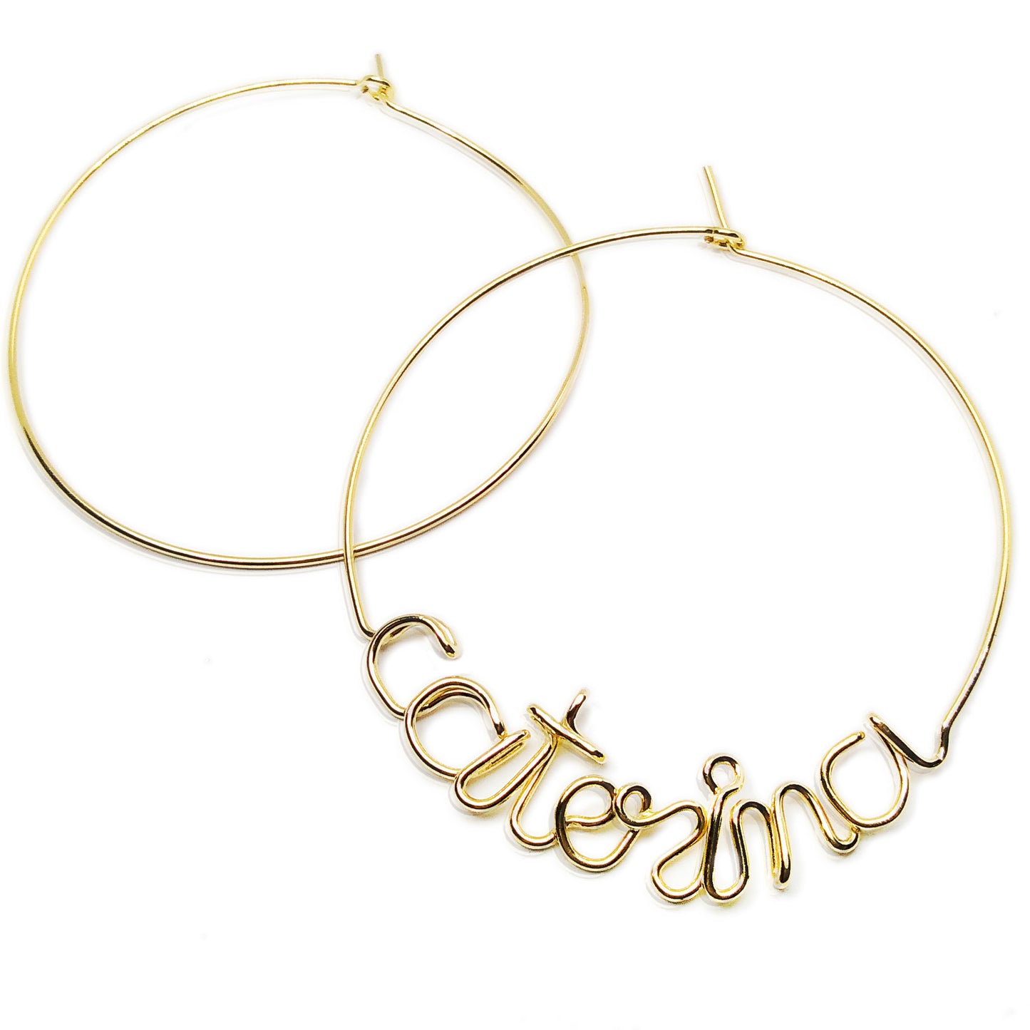 orecchini filo argento placcato oro giallo personalizzati con scritta nome figlia sorella amica bff lettera iniziale marlù kidulto parola 