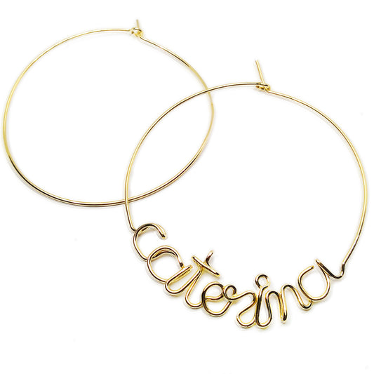 orecchini filo argento placcato oro giallo personalizzati con scritta nome figlia sorella amica bff lettera iniziale marlù kidulto parola 